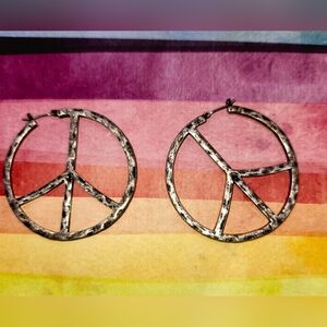 Peace Sign Hoop Earrings